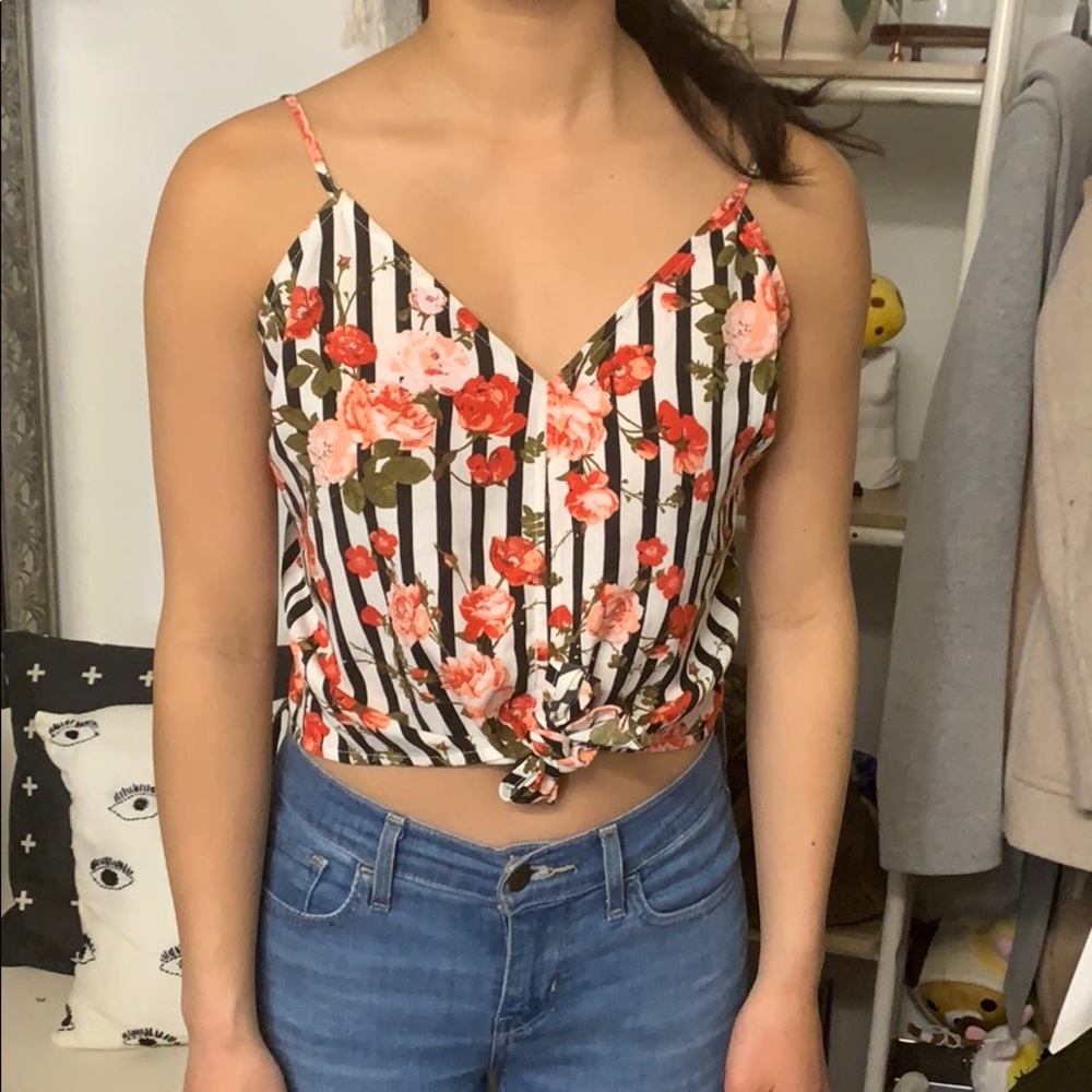 leith floral pinstripe tank blouse
